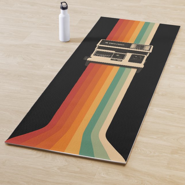 Retro Camera with Rainbow Print Yoga Mat (In Situ)
