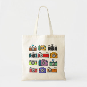 Retro Cameras Coloful Drawings Tote Bag
