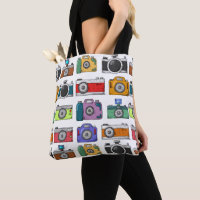 Retro Cameras Colourful Illustrated Pattern Photo