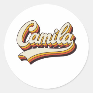 Retro Camila Name 70s Vintage Design Tote Bag Classic Round Sticker