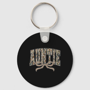 Retro Camo Auntie Coquette Bow Camouflage Auntie N Key Ring