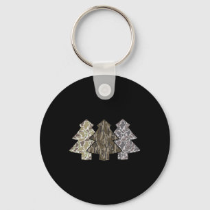 Retro Camo Christmas Trees Hunting Xmas Reindeer D Key Ring