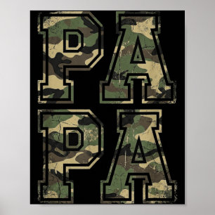 Retro Camo Dad Camouflage Papa Fathers Day Poster