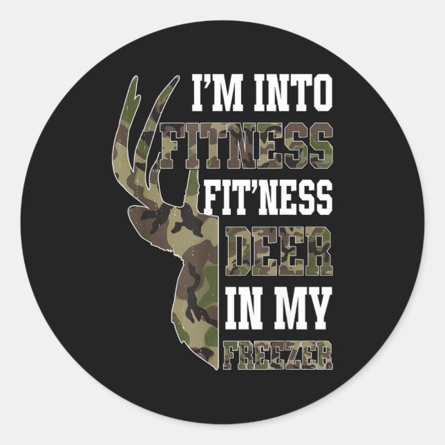 Retro Camo Deer Hunting Funny Wildlife Hunter Men  Classic Round Sticker (Front)