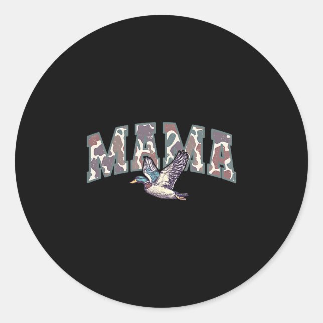 Retro Camo Duck Hunting Mama 1st Birthday Family M Classic Round Sticker (Front)
