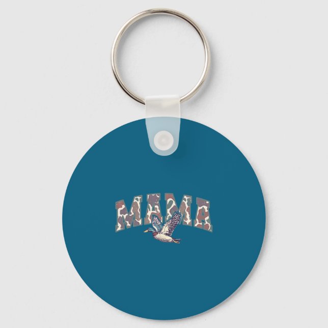 Retro Camo Duck Hunting Mama 1st Birthday Family M Key Ring (Front)