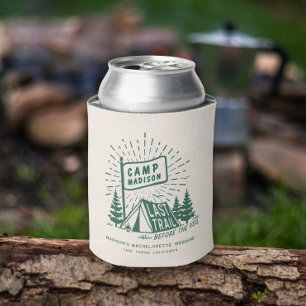 Retro Camp Bachelorette Girls Camping Weekend Can Cooler