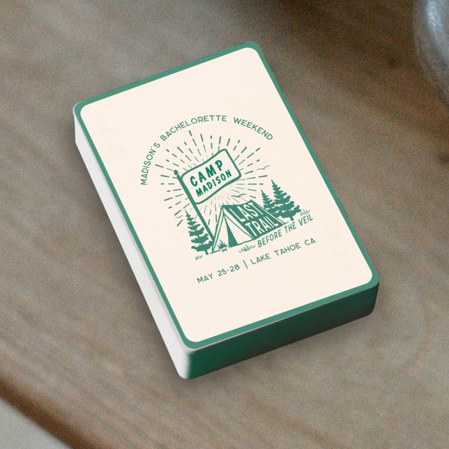 Retro Camp Bachelorette Girls Camping Weekend Playing Cards (Creator Uploaded)