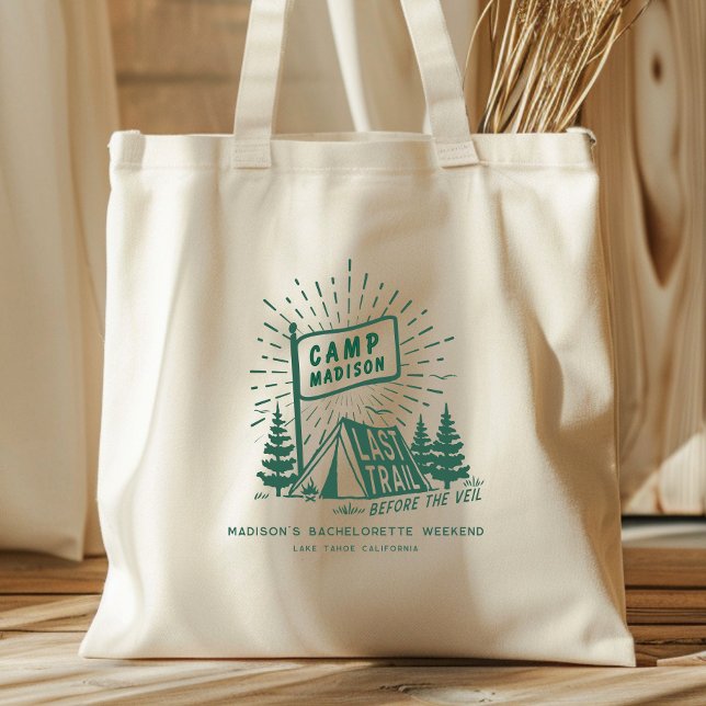 Retro Camp Bachelorette Girls Camping Weekend Tote Bag (Creator Uploaded)