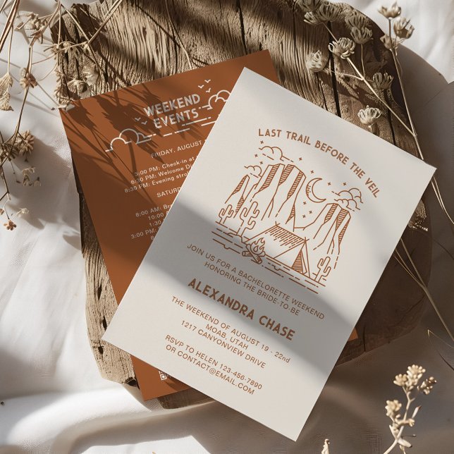 Retro Camp Bachelorette Itinerary Weekend Invitation (Retro Camp Bachelorette Itinerary Weekend Invitation)