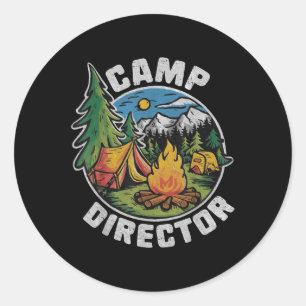 Retro Camp Director Camping Summer Camp Funny Camp Classic Round Sticker