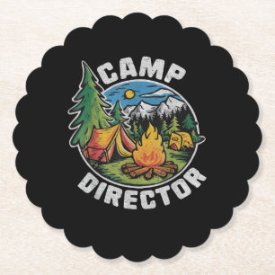 Retro Camp Director Camping Summer Camp Funny Camp Paper Coaster