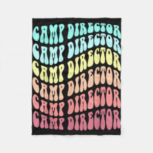 Retro camp director family campground summer fleece blanket