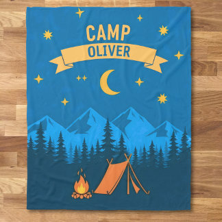 Retro Camp Night Adventure Fleece Blanket