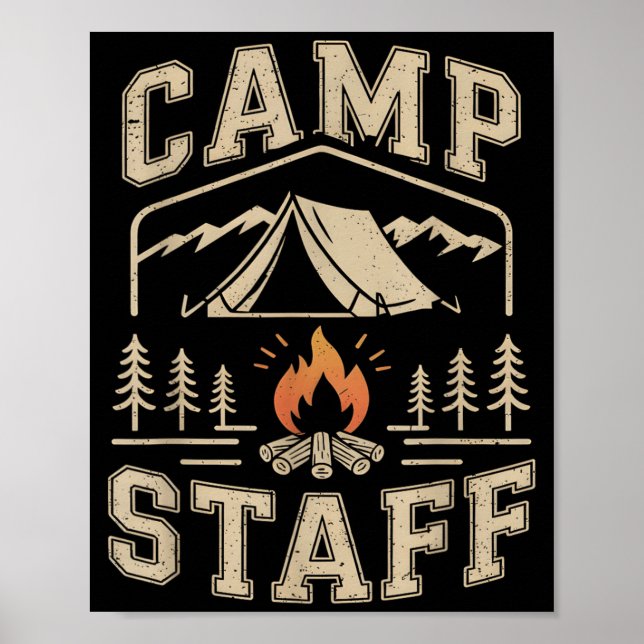 Retro Camp Staff Summer Camping Host Squad Staff Poster (Front)