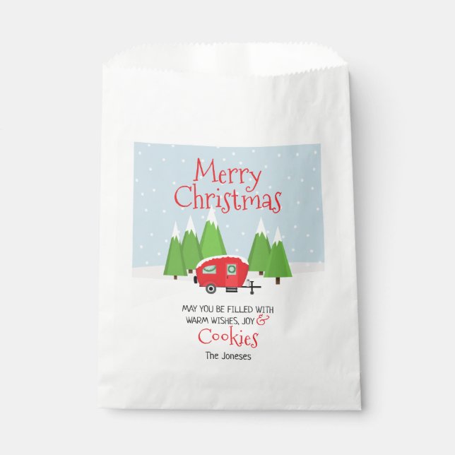 Retro Camper Christmas Favour Bag (Front)