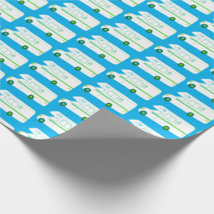 Retro Camper Motorhome RV blue wrapping paper