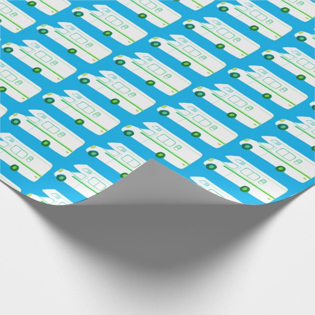 Retro Camper Motorhome RV blue wrapping paper (Corner)