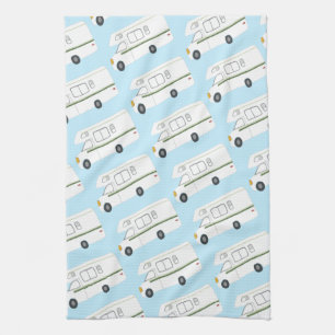 Retro Camper Motorhome RV pink kitchen towel