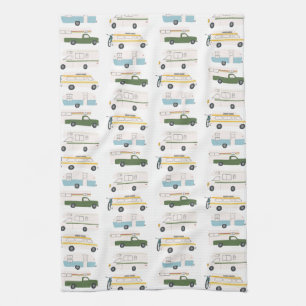 Retro Camper Motorhome RV Vanlife White Tea Towel