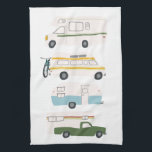 Retro Camper Motorhome RV Vanlife White Tea Towel<br><div class="desc">Decorate your kitchen with this cool towel with an RV,  trailer,  campervan and truck camper. Makes a great housewarming or anniversary gift! 
You can customise it and add text too.
Check my shop for lots more colours and patterns plus matching kitchen stuff!</div>