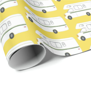 Retro Camper Motorhome yellow wrapping paper