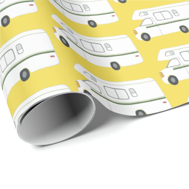 Retro Camper Motorhome yellow wrapping paper (Roll Corner)