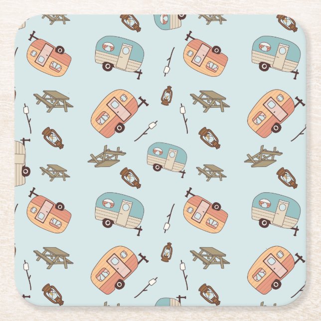 Retro Camper Paper Coaster  (Front)