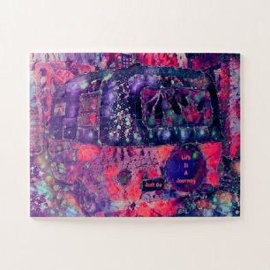 Retro Camper Purple Pink Hippie Boho Chic Jigsaw Puzzle