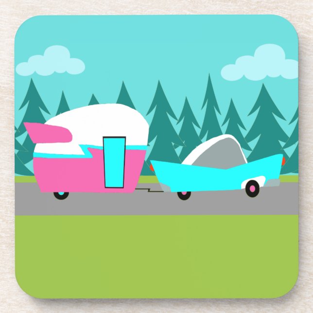 Retro Camper / Trailer and Car Coasters (Front)