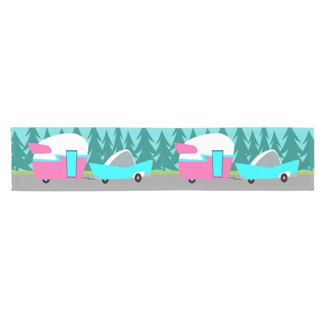 Retro Camper / Trailer and Car Table Runner (Horizontal)