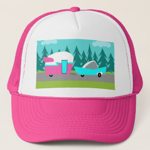 Retro Camper / Trailer and Car Trucker Hat