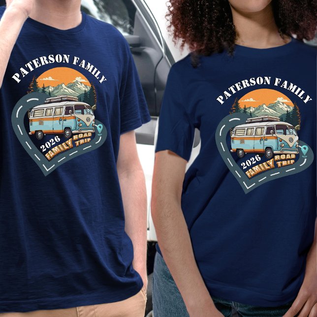 Retro Camper Van Family Road Trip Reunion Custom T-Shirt (Creator Uploaded)