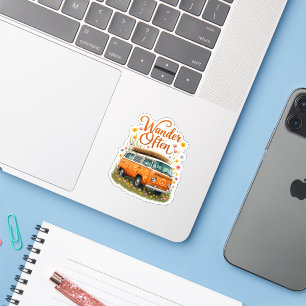 Retro Camper Van Floral Sticker
