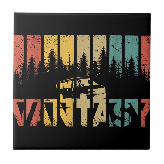Retro Camper Van Life - Vintage Vanlife Ceramic Tile (Front)