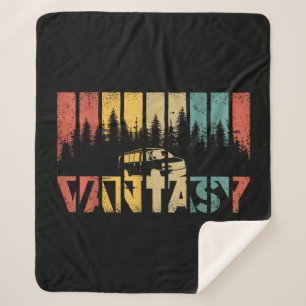 Retro Camper Van Life - Vintage Vanlife Sherpa Blanket