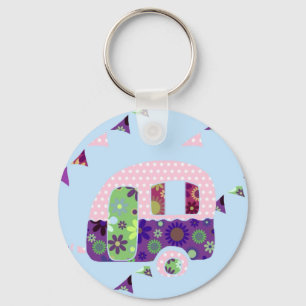Retro camper vintage caravan shabbychic key ring