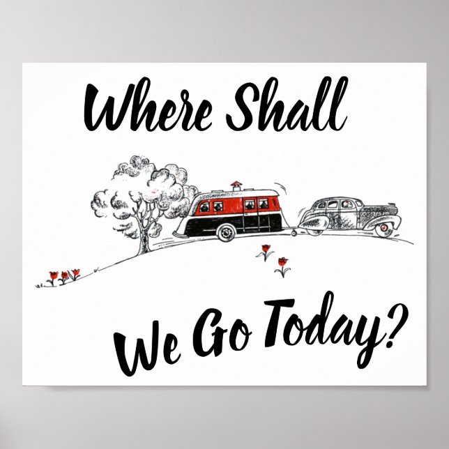 Retro Camper Vintage Travel Trailer Car Wanderlust Poster (Front)