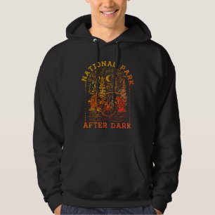 Retro Campfire Scene with Bigfoot, Alian & Bear Hoodie