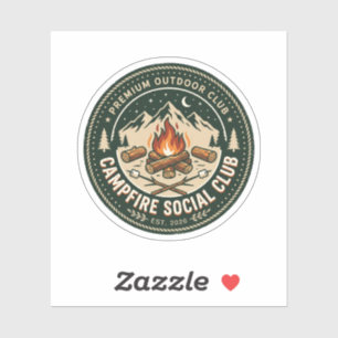 Retro Campfire Social Club Mountain Outdoor Badge