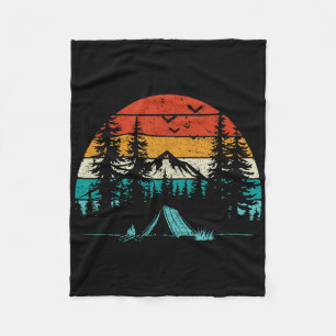 Retro Camping Adventure Wanderlust Nature Outdoors Fleece Blanket