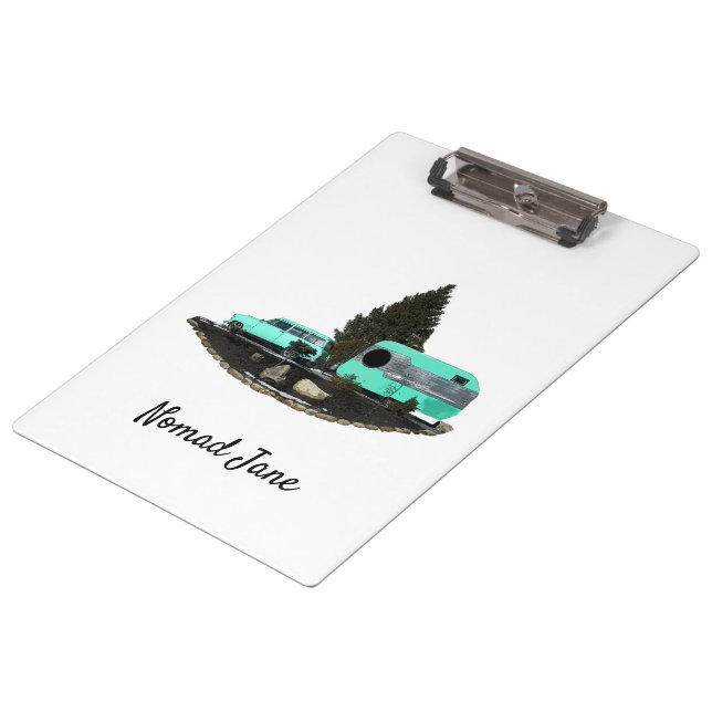 Retro Camping Car Trailer Clipboard (Angled)