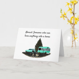 Retro Camping Car Trailer Folding Greeting Card
