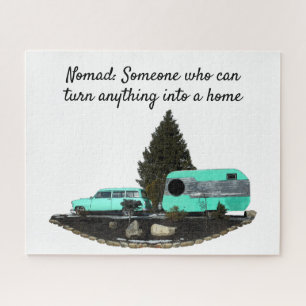 Retro Camping Car Trailer Jigsaw Puzzle