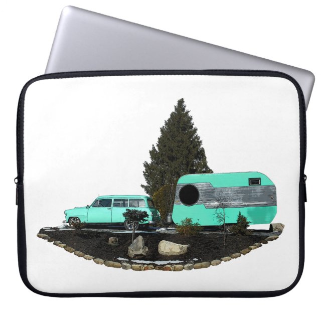Retro Camping Car Trailer Laptop Sleeve (Front)
