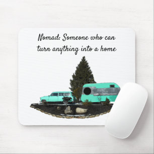 Retro Camping Car Trailer Mouse Pad