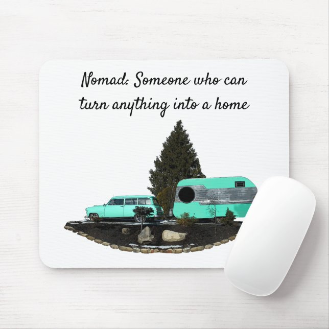 Retro Camping Car Trailer Mouse Pad (With Mouse)