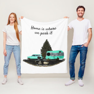 Retro Camping Car Trailer Nomad Fleece Blanket