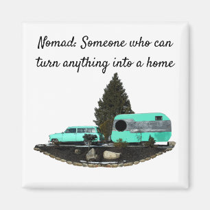 Retro Camping Car Trailer Nomad Magnet