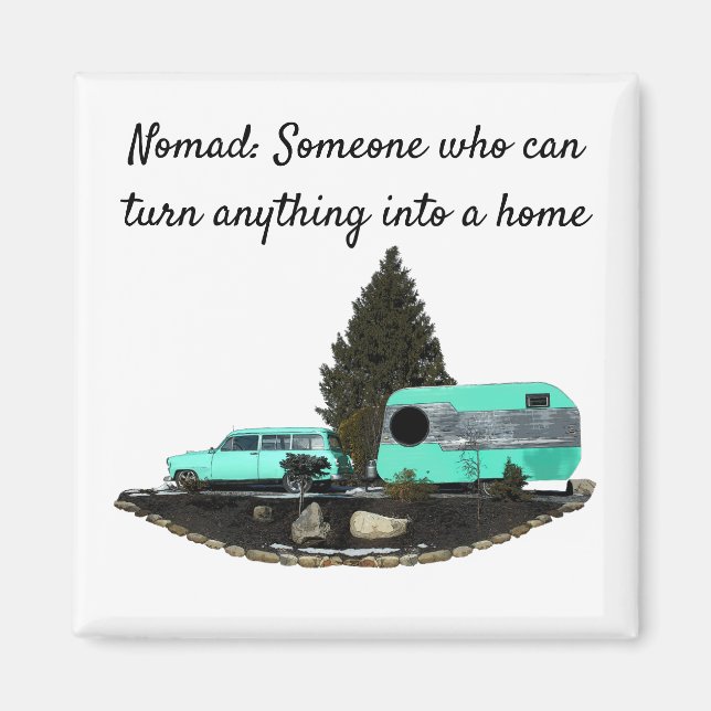 Retro Camping Car Trailer Nomad Magnet (Front)